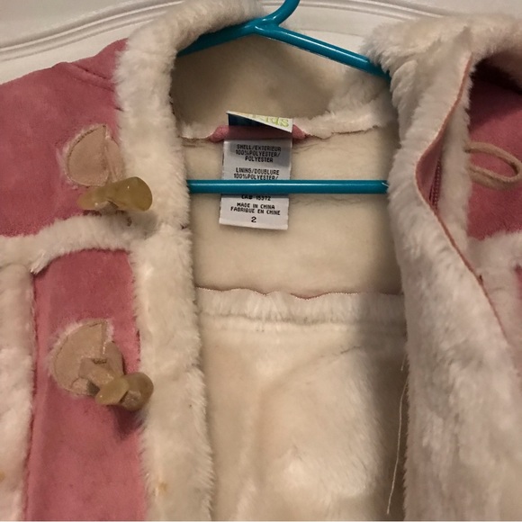 Pink hooded faux shearling coat (size 2) - Picture 5 of 7